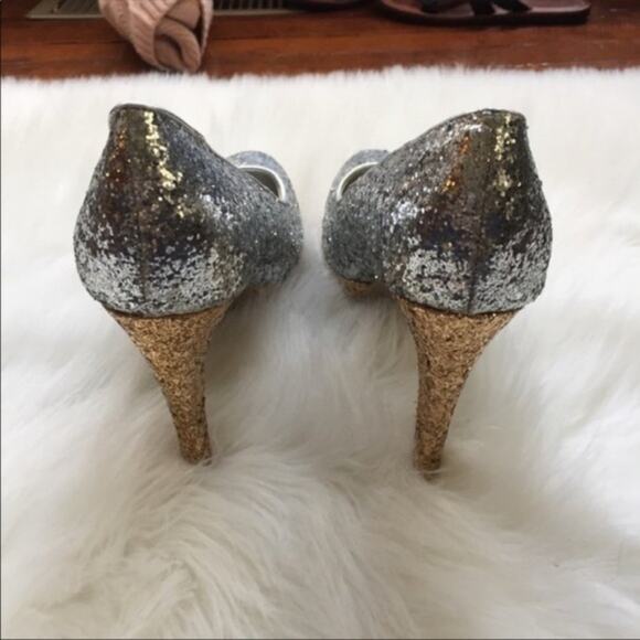 Silver & Gold Glitter Platform Heels Prom Costume - Picture 7 of 7